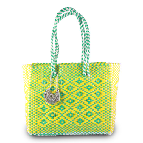 Handwoven Tote in Yellow And Green - Maria Sesasi
