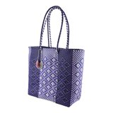 Handwoven Tote in Purple And White - Maria Sesasi