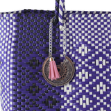 Handwoven Tote in Purple And White - Maria Sesasi