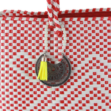 Handwoven Tote in Red And White - Maria Sesasi
