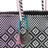 Handwoven Tote in Pink And White - Maria Sesasi