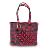 Handwoven Tote in Deep Pink And Black - Maria Sesasi