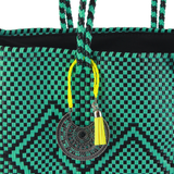 Handwoven Tote in Green And White - Maria Sesasi