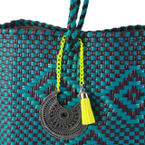 Handwoven Tote in Teal And Black - Maria Sesasi