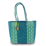 Handwoven Tote in Blue And Green - Maria Sesasi