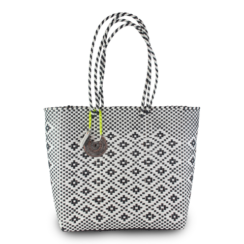 Handwoven Tote in Black And White - Maria Sesasi