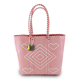 Handwoven Tote in Red And White - Maria Sesasi