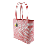 Handwoven Tote in Red And White - Maria Sesasi