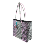 Handwoven Tote in Pink And White - Maria Sesasi