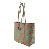 Handwoven Tote in Green And Orange - Maria Sesasi